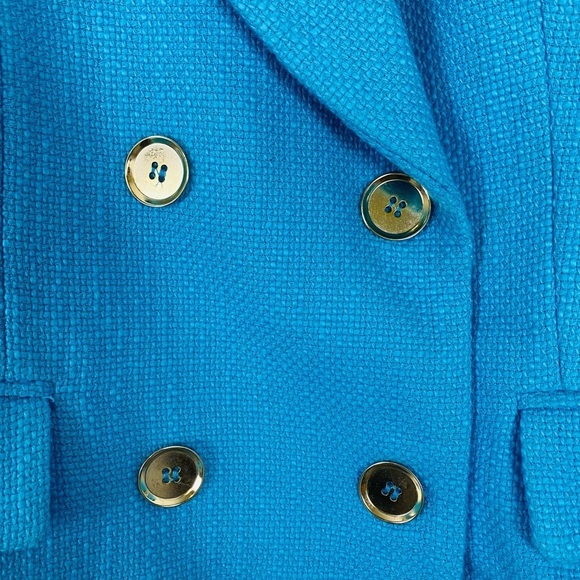 Zara Cropped Textured Double Breasted Blazer Size Small Turquoise - Picture 7 of 11